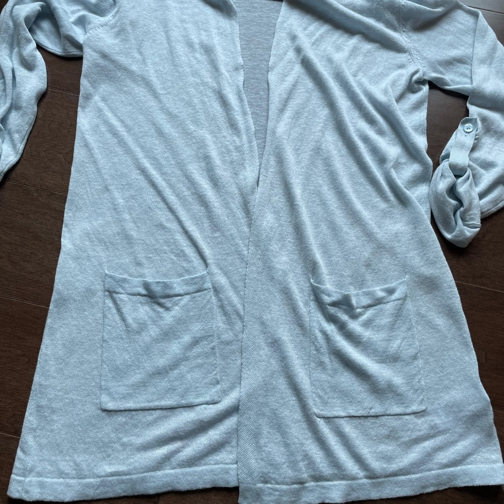 Cynthia Rowley Blue Linen Cardigan Size Small